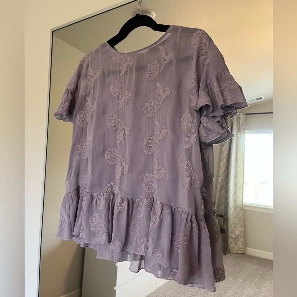 Vertigo Embroidered Ruffled Top